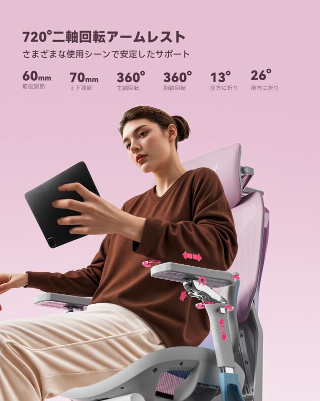 AutoFull(オートフル) G7 オフィスチェア デスクチェア 人間工学 テレワーク 疲れない 人体工学椅 メッシュチェア 10段階調整背もたれ 3