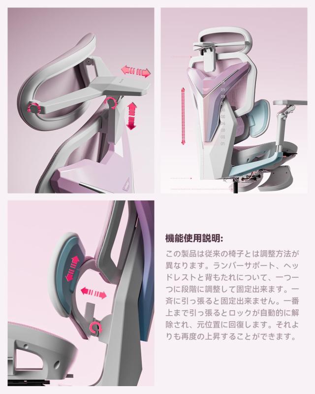 AutoFull(オートフル) G7 オフィスチェア デスクチェア 人間工学 テレワーク 疲れない 人体工学椅 メッシュチェア 10段階調整背もたれ 3