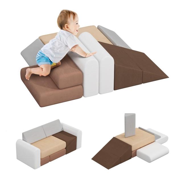 BanaSuper アスレチック ソフトブロック ソファとして使用可能 布製玩具 大型 室内遊具 子供 キッズ おもちゃ (7点セット)_7