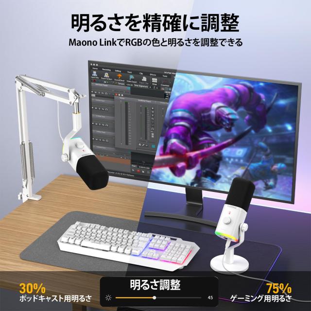 MAONO XLR/USB ゲーミングマイク ノイズキャンセリング PCマイク ポッドキャスト ストリーミング用 ダイナミックマイク ミュートボタン_4