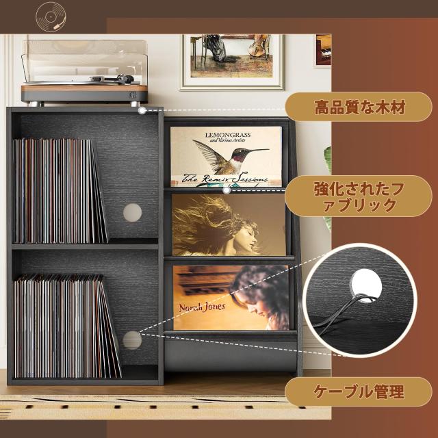 レコード収納ラック、3段レコードラック、200枚のレコードを収納② Amazon.co.jp: レコード収納ラック、3段レコードラック、200枚の