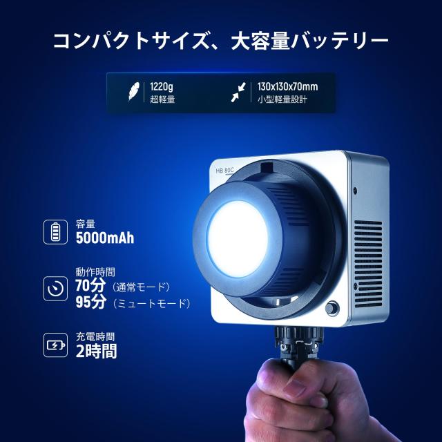 NEEWER HB80C RGBWW LEDビデオライト PD 100Wアダプター/72Wh