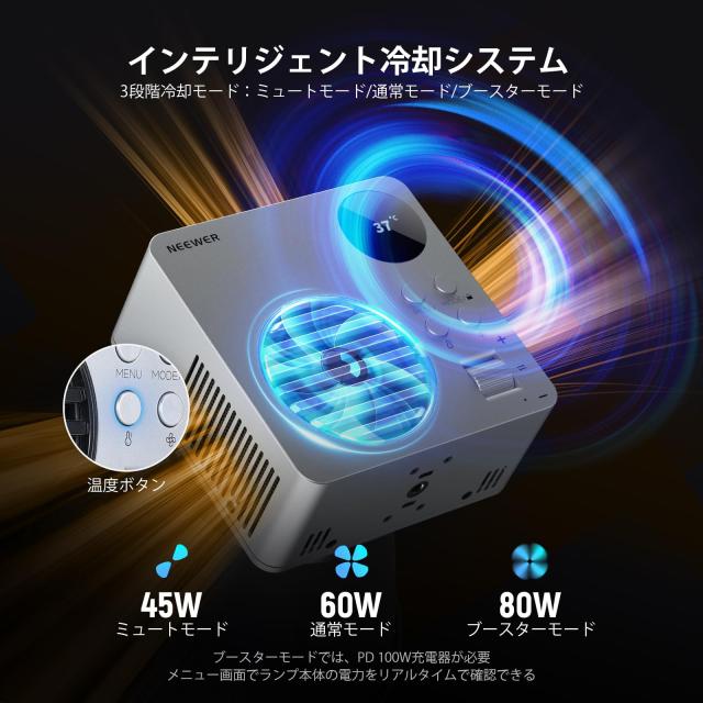 NEEWER HB80C RGBWW LEDビデオライト 80W 撮影用ライト 72Whバッテリー内蔵 100W PD急速充電器付属 APP/2.4G制御 高輝度定常光 10400lux/_7