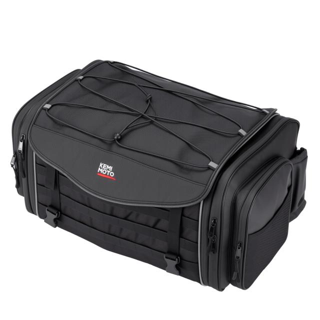 KEMIMOTO シートバッグ 拡張機能あり 35-45L ツーリングバッグ レインカバー付き バイク リアバッグ 変形しにくい 荷物固定ベルト付き バ_7