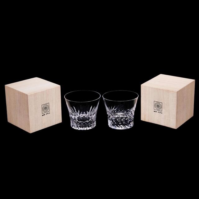 LUGUFON ウイスキーグラス ロックグラス クリスタル 切子 ペア 上品