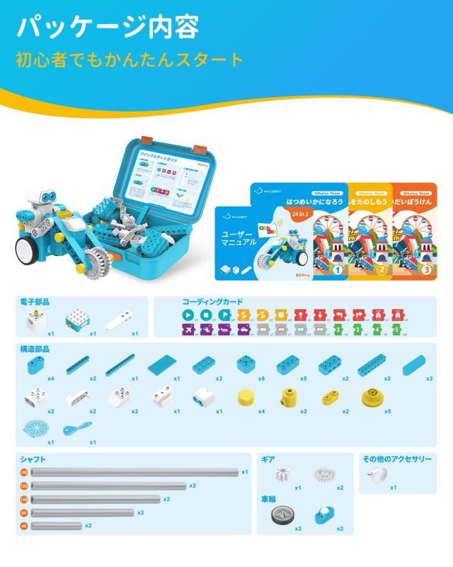 WhalesBot B3 Pro プログラミングロボット おもちゃ キット 24-in-1