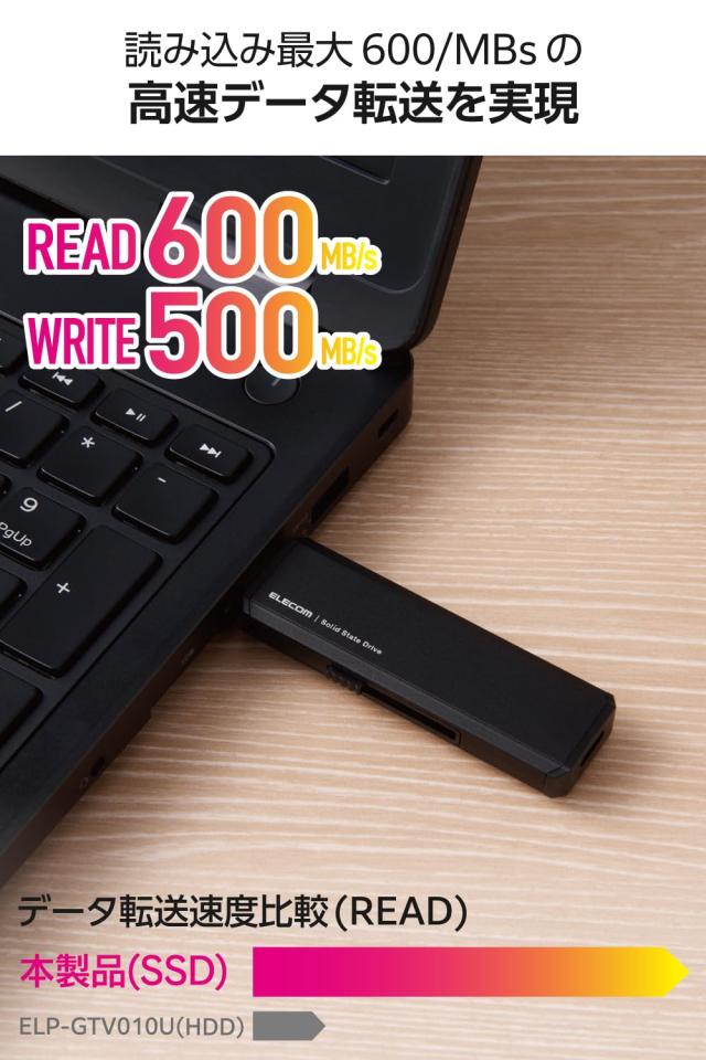 エレコム 外付けSSD 1TB USB3.2 (Gen2)対応 スライド式 Type-C/Type-A コネクタ iPhone/iPad 対応 ブラック ESD-EAWA1000GBK_1