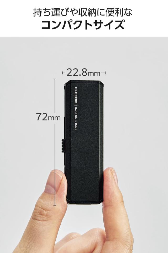 エレコム 外付けSSD 1TB USB3.2 (Gen2)対応 スライド式 Type-C/Type-A コネクタ iPhone/iPad 対応 ブラック ESD-EAWA1000GBK_4