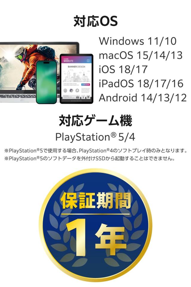 エレコム 外付けSSD 1TB USB3.2 (Gen2)対応 スライド式 Type-C/Type-A コネクタ iPhone/iPad 対応 ブラック ESD-EAWA1000GBK_6
