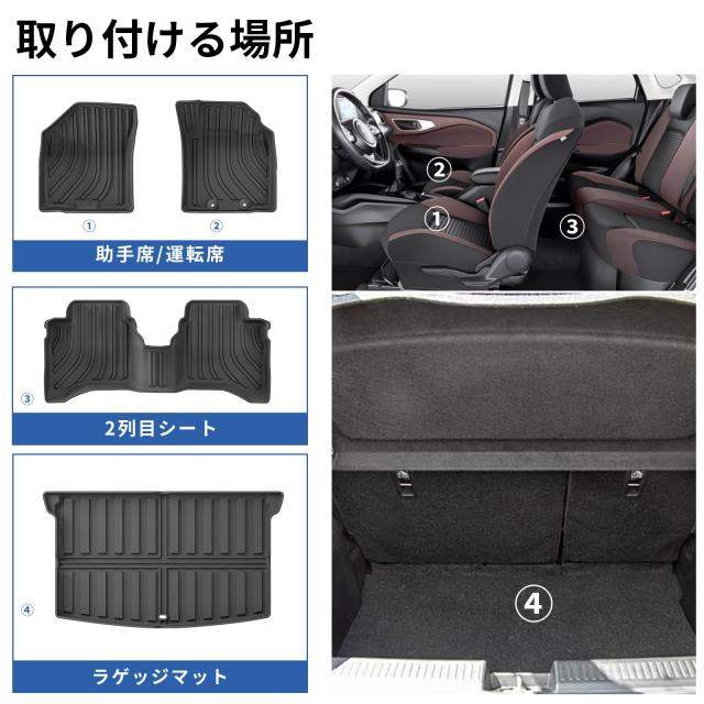 ZUNDUO スズキ 新型 フロンクス専用 3Dフロアマット+ラゲッジマット FRONX フロア マット セット 純正 運転席 助手席 後部座席 2024年10_1
