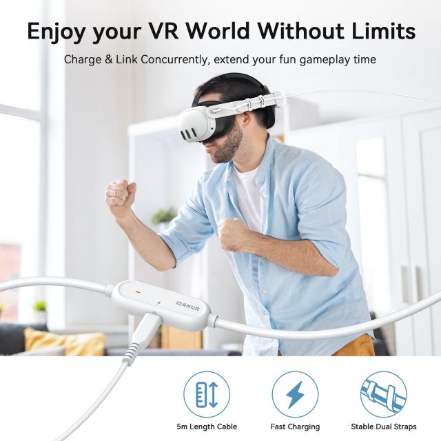AMVR Linkケーブル 5m 急速充電Compatible with Quest 3S/Quest 3