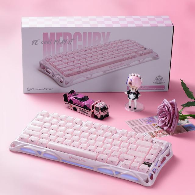 GravaStar Mercury K1 ピンク ゲーミングキーボード+マウス Mercury K1 サクラピンク ゲーミングメカニカルキーボード | 75