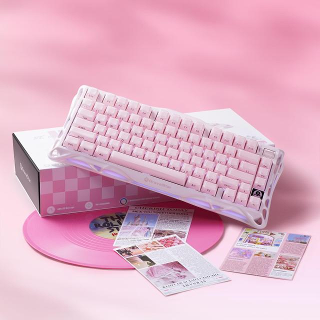 GravaStar Mercury K1 かわいいピンク ゲーミングキーボード 無線