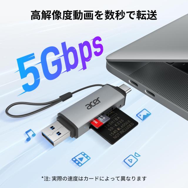 Acer SDカードリーダー【2-in-1】マイクロSDカードリーダー Type-C