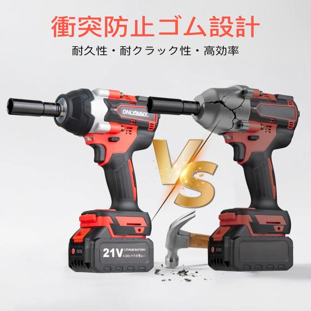 【2026新型】OnlyinNY 21V コードレスインパクトレンチ 1/2” 1000N・m (トルク) ブラシレス プロ仕様 2バッテリー4.0Ah 高速充電器 3300R_6