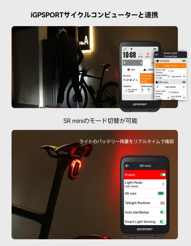 iGPSPORT SR mini 自転車後方レーダー リアビューレーダー テール