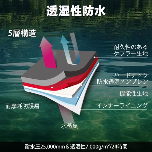 Goture ウェーダー ストッキング チェストハイ型 【日本語説明書付き】透湿性 裏起毛チェストポケット付き 手の防寒保温 防水スマホケー｜詳細画像