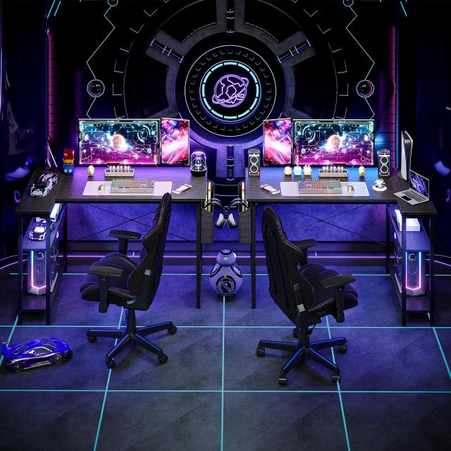 ティクラブ (TIQLAB) L字型ゲーミングデスク 120x70cm パソコンデスク 収納バッグ付き オフィスデスク 小型ライティングテーブル 大型リ