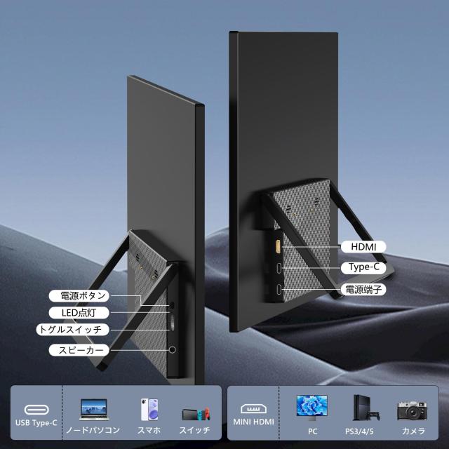 ノートパソコン用18.5インチポータブルモニター、1080P 120Hz FHD HDR