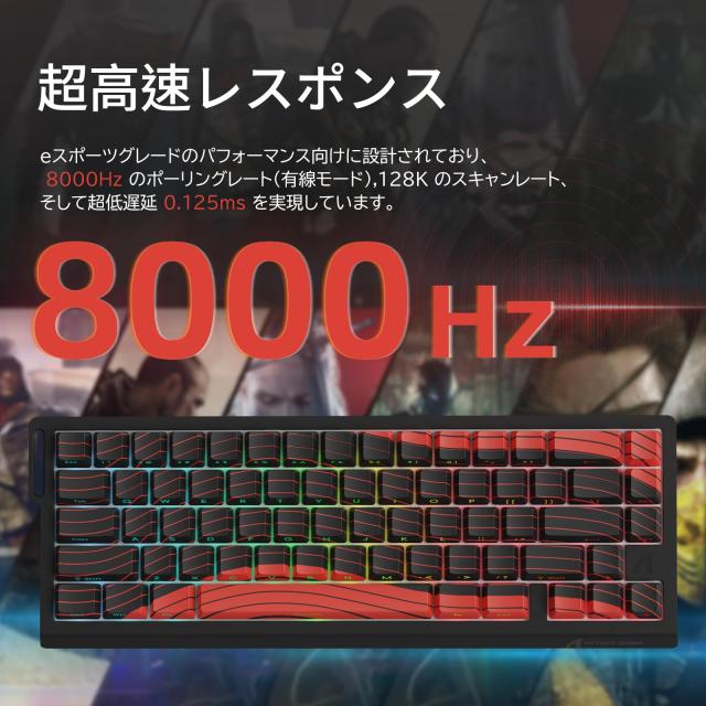 ATTACK SHARK X68PRO HE ラピッドトリガー キーボード 高速反応 3モード接続 2.4G Bluetooth USB-C有線 8KHZ ゲーミングキーボード ラピ_3