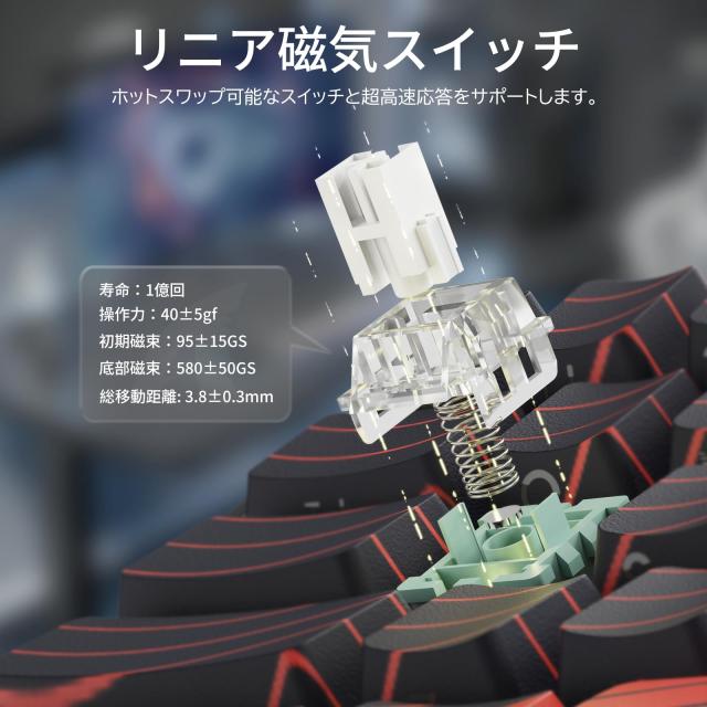 ATTACK SHARK X68PRO HE ラピッドトリガー キーボード 高速反応 3モード接続 2.4G Bluetooth USB-C有線 8KHZ ゲーミングキーボード ラピ_4