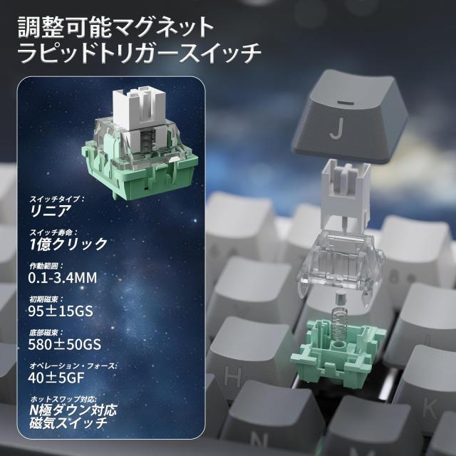 ATTACK SHARK X68PRO HE ゲーミングキーボード ラピッドトリガー キーボード 三つの接続モード ワイヤレス/Bluetooth/有線8K 磁気式アナ