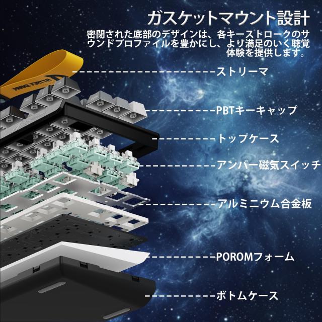 ATTACK SHARK X68PRO HE ゲーミングキーボード ラピッドトリガー キーボード 三つの接続モード ワイヤレス/Bluetooth/有線8K 磁気式アナ