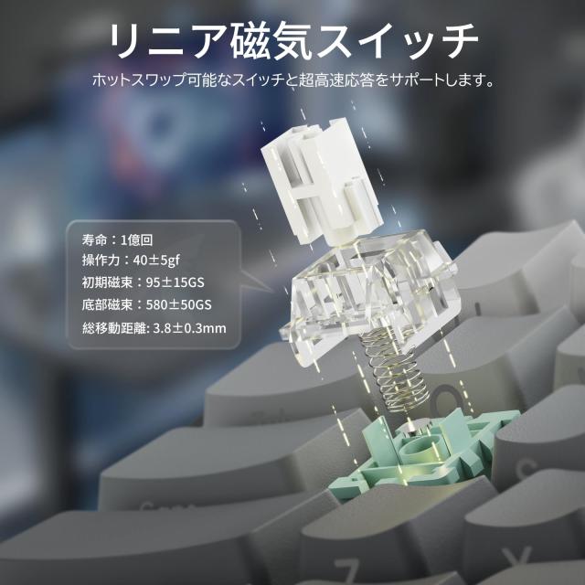 ATTACK SHARK X68PRO HE ラピッドトリガー キーボード 高速反応 3モード接続 2.4G Bluetooth USB-C有線 8KHZ ゲーミングキーボード ラピ_4