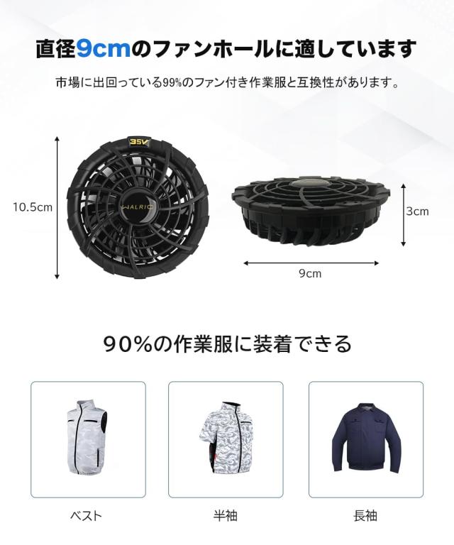 ファン付き作業服用バッテリーセット 40V超高出力 20000mAh 5段階風量調節_4