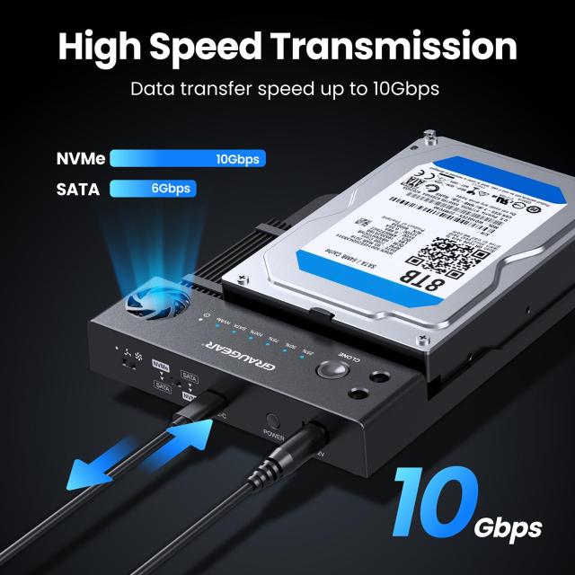 GRAUGEAR M.2 NVMe ＆ SATA SSD/HDD ドッキングステーション USB-C 10Gbps クローンステーション M.2 PCIe NVMe + SATA 2.5インチ/3.5イン_2