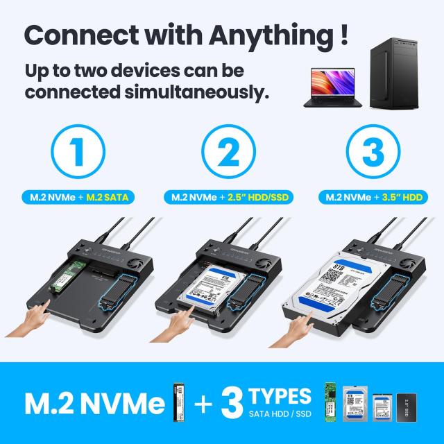 GRAUGEAR M.2 NVMe ＆ SATA SSD/HDD ドッキングステーション USB-C 10Gbps クローンステーション M.2 PCIe NVMe + SATA 2.5インチ/3.5イン_5