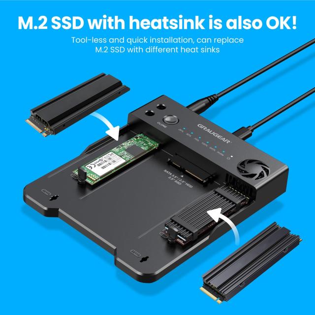GRAUGEAR M.2 NVMe ＆ SATA SSD/HDD ドッキングステーション USB-C 10Gbps クローンステーション M.2 PCIe NVMe + SATA 2.5インチ/3.5イン_6