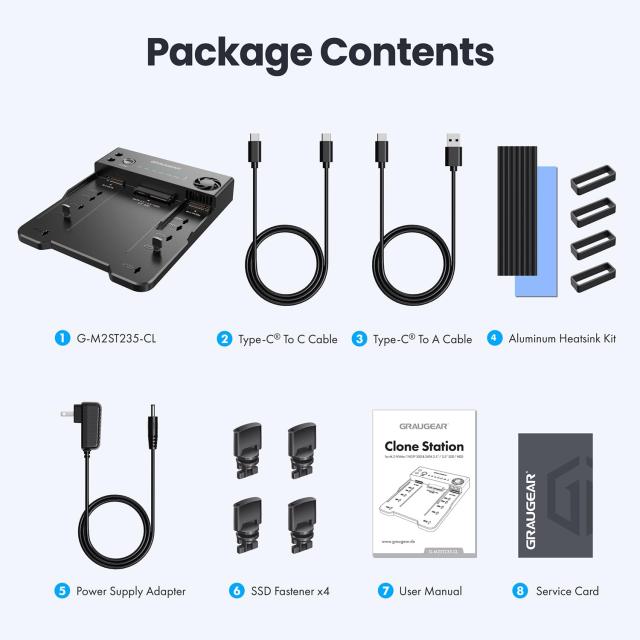 GRAUGEAR M.2 NVMe ＆ SATA SSD/HDD ドッキングステーション USB-C 10Gbps クローンステーション M.2 PCIe NVMe + SATA 2.5インチ/3.5イン_8