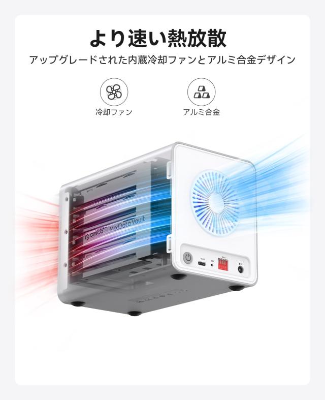 ORICO オールフラッシュ SSDケース 4台 8TB*5 RAIDケース アルミ合金制