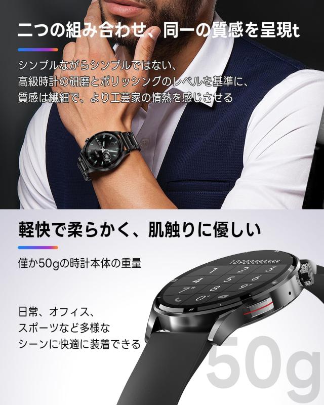 第1世代 】FOSMET QS40 スマートウォッチ 丸型 メンズ 1.43 第1世代 】FOSMET QS40 スマートウォッチ 丸型 メンズ 1.43