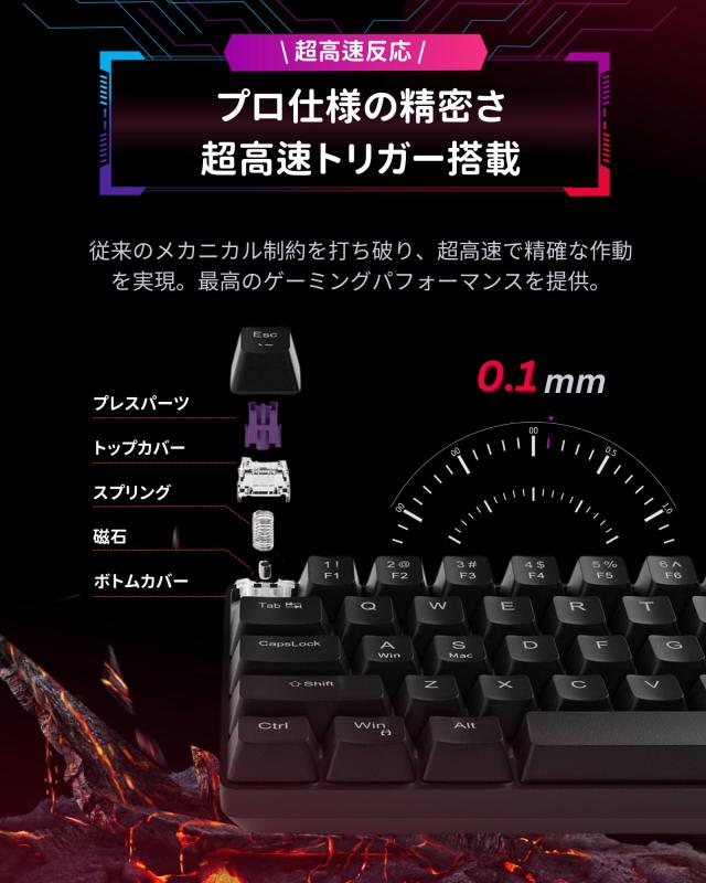 MageGee ラピッドトリガー キーボード | 68キー 英語配列 有線 RGB 60