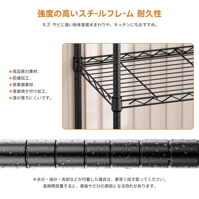 IZEUK スチールラック 5段 高さ伸縮メッシュ 収納棚 防錆加工 パイプ棚 スリム ポール径19.1mm パーツ対応 全体耐荷重487.5kg 幅60×奥行_1