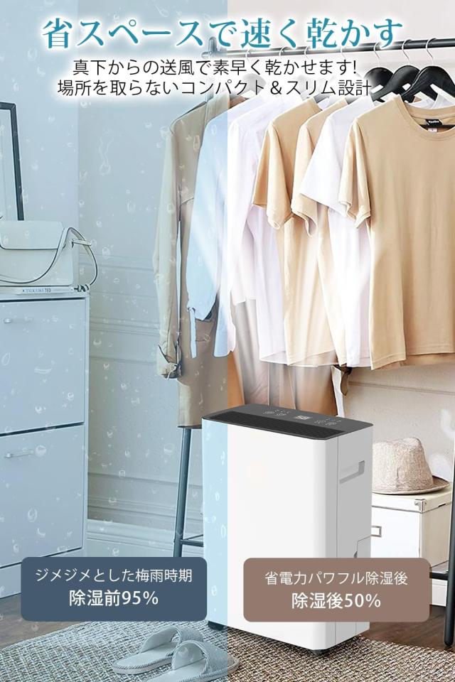 GEKETY 除湿機 コンプレッサー式 強力 30畳 12L/日 衣類乾燥 除湿器 2.5L タイマー/湿度センサー/キャンスター付 コンパクト 大容量 静音