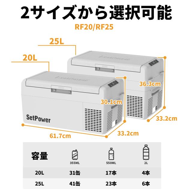 Setpower ポータブル冷蔵庫 小型 20L 【停電時50時間持続保冷】車載 