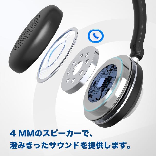 Wantek ワイヤレスヘッドセット Bluetoothヘッドセット 両耳 USBドングル付き 音量調節/単一指向性 マイクミュート機能搭載 ノイズキャン_5