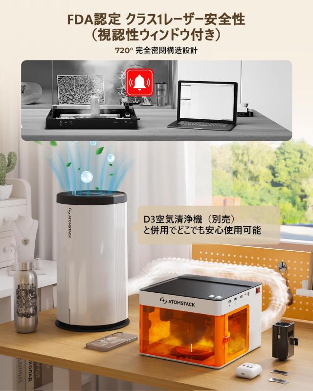 ATOMSTACK P1デュアルレーザー彫刻機、5Wダイオードレーザー、1.2W