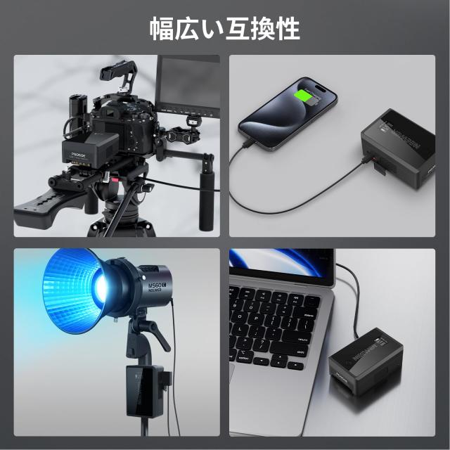 NEEWER ミニVマウントバッテリー ミニVロック電池 D Tap/USB C/USB A/BP/デュアル DC ポート/OLEDスクリーン付き 3450mAh 50Wh 14.54V 45