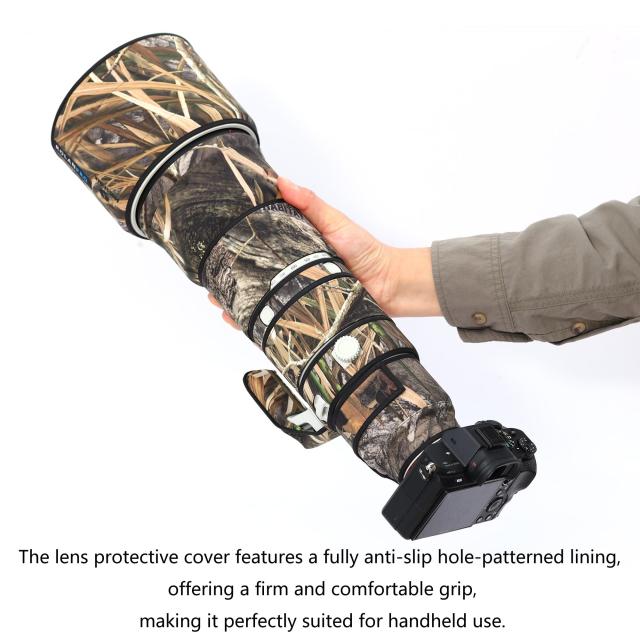 ROLANPRO レンズ迷彩コート適合するSony FE 400-800mm F6.3-8 G OSS SEL400800G レインカバー レンズ保護スリーブ 保護ケース-#49 芝生防