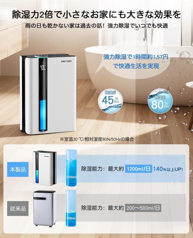 除湿機 小型 2025新モデル 除湿器 ペルチェ式 空気清浄機 大容量2.8