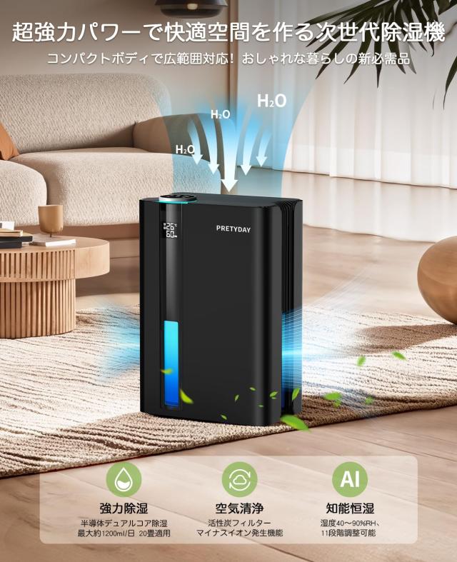 除湿器 除湿機 マイナスイオン大容量タンク20畳強力除湿 小型 【公式通販】