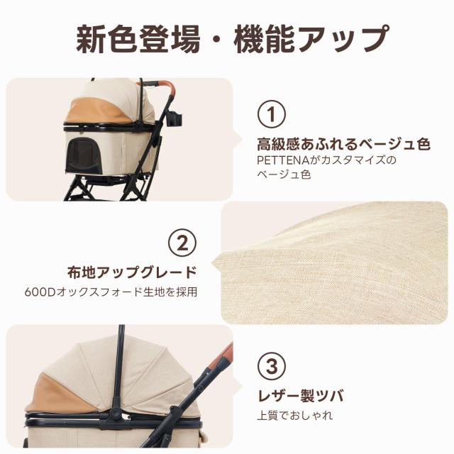 2025夏新色】PETTENA 分離型 ペットカート 小型犬 耐荷重20KG 自立型