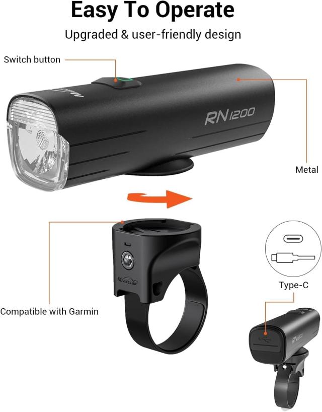 Magicshine 自転車 ライト RN 1200 ロードバイク ライト 自転車ヘッドライト LED 1200 ルーメン IPX7 防水 高輝度 長時間 USB-C 充電式_5