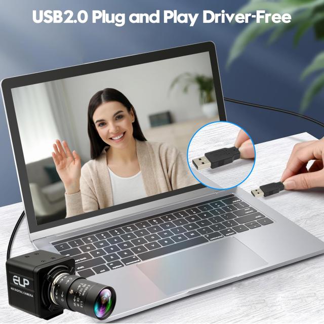 ELP USB カメラ 16 メガピクセル USB ウェブカメラ CS マウント 5-50mm マニュアル バリフォーカス クローズアップ レンズ付き 5K コンピ_5