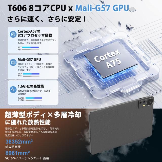 【特殊TPU素材、防塵耐衝撃性専用ケースプレゼント企画実施中】CUPEISI CP31 Android15 タブレット アンドロイド15 Tablet 10.1インチ T6