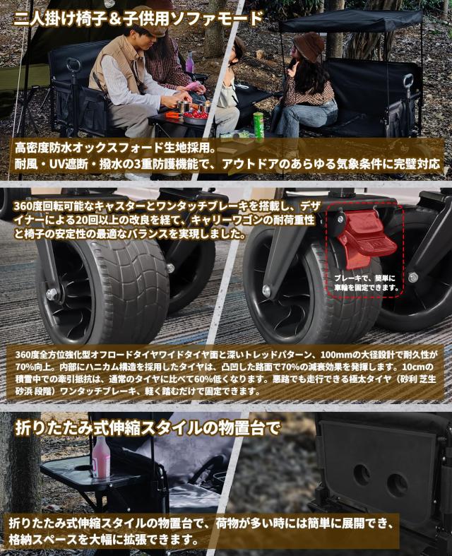 DesertFox キャリーワゴン キャリーカート 【10CM極太タイヤ？ブレーキ